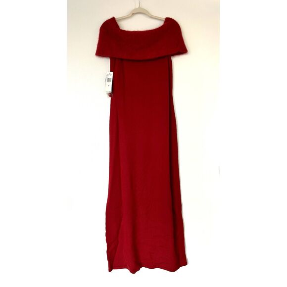 NWT VTG Lauren Ralph Lauren Red Merino Wool Off Shoulder Knit Gown Angora Medium - Picture 11 of 13